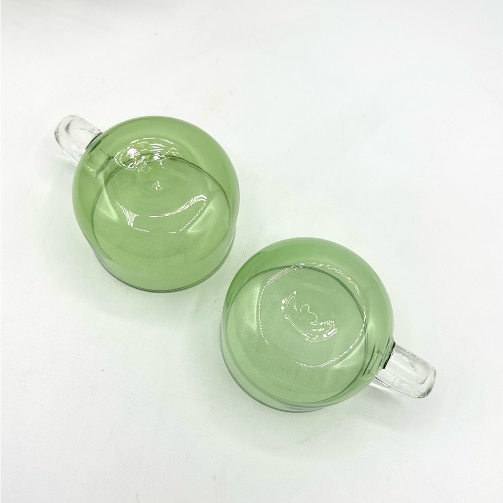 2 Borosilicate Green tinted Tea, Coffee or Espresso Glass cups - Picture 6 of 13